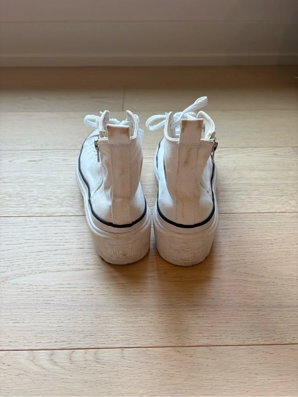 Converse White Kids High-Top Platform Sneakers with Black Trim